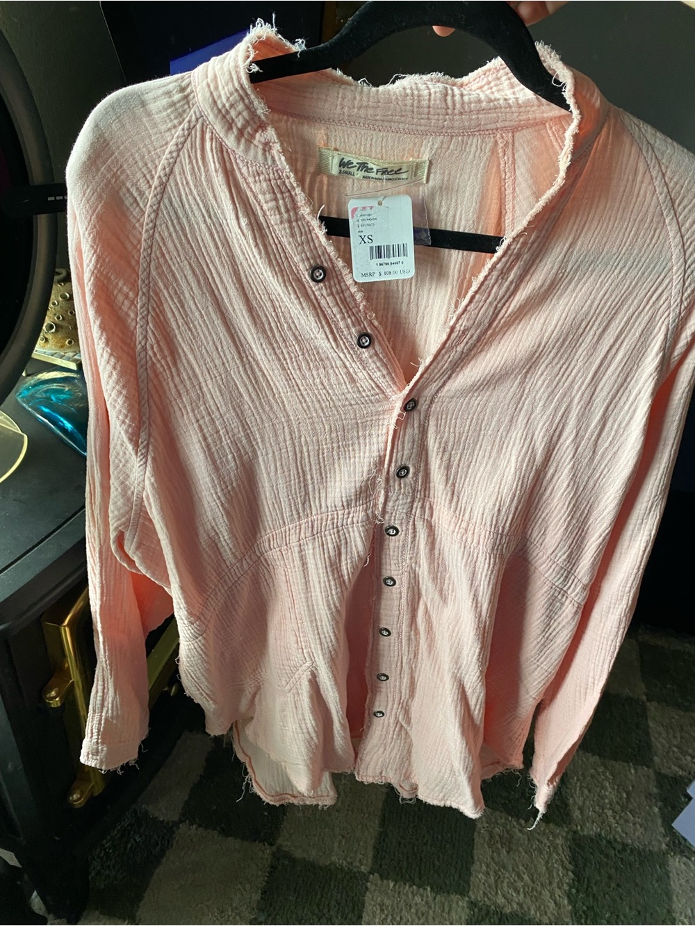 We The Free Light Pink Button-Front Women's Shirt